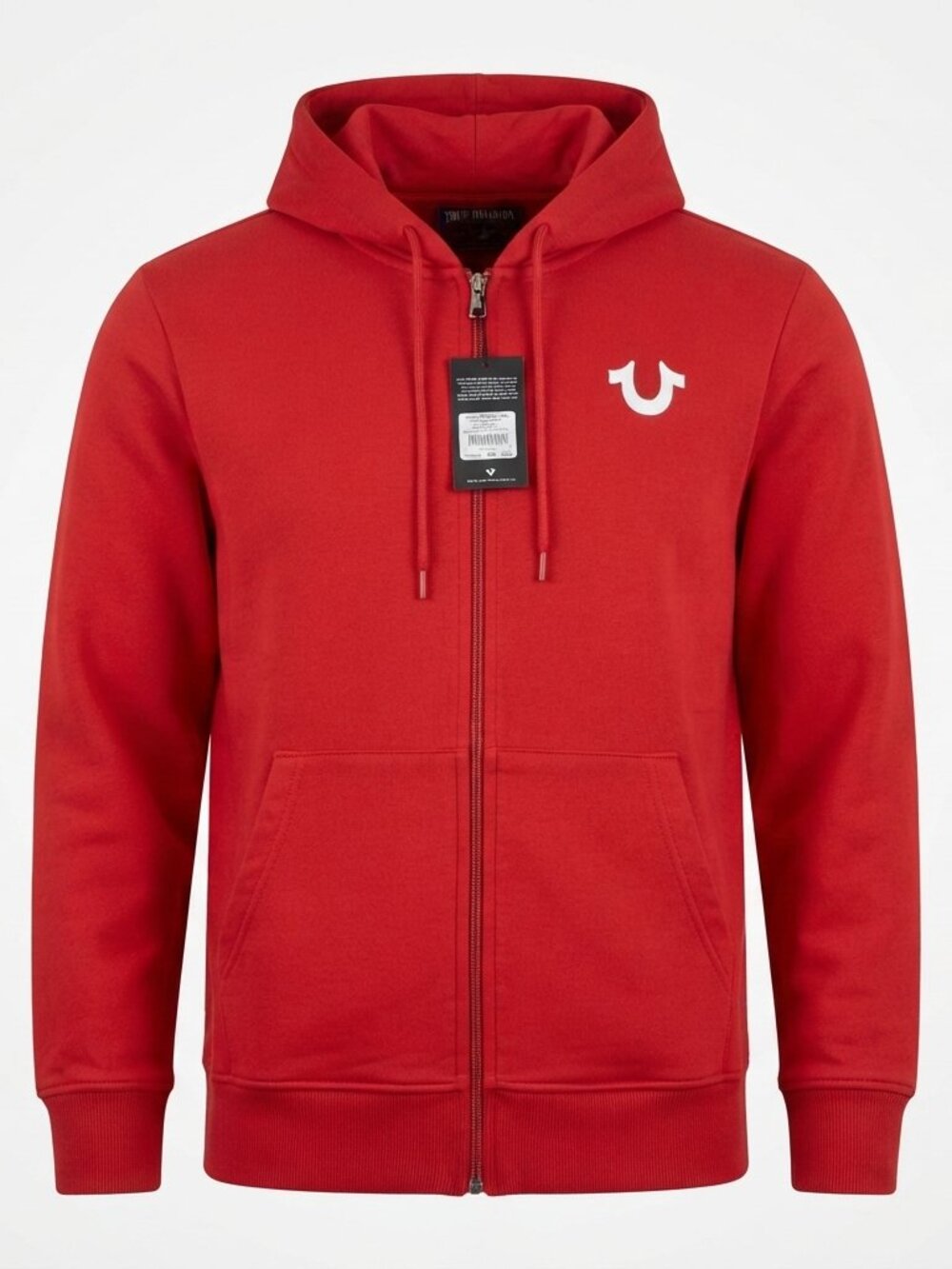 True religion hoody Size L men  with 2 pockets and front zipper  Red
